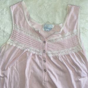 Soft vintage pink nightgown medium made in America lingerie nighty romantic lace